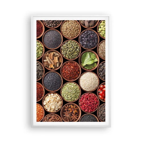 Poster in een witte lijst - Alle smaken van de wereld - 70x100 cm