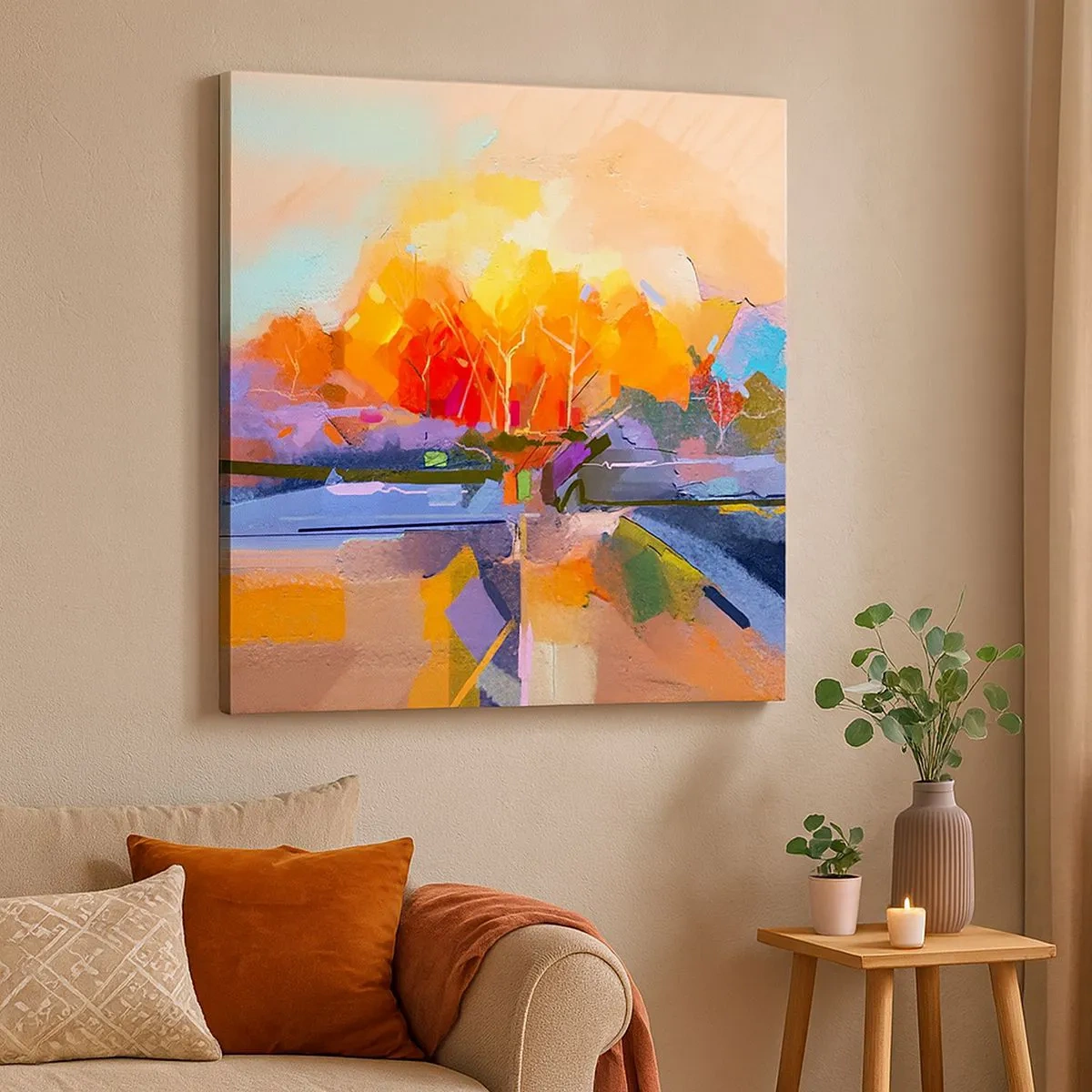 Schilderen op canvas - De herfst is geworden - 30x30 cm