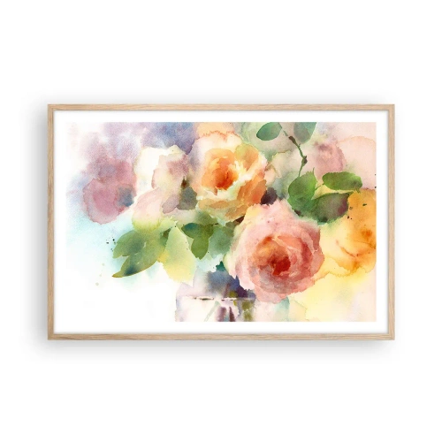 Een poster in een licht eiken lijst - Delicaat als aquarel - 91x61 cm