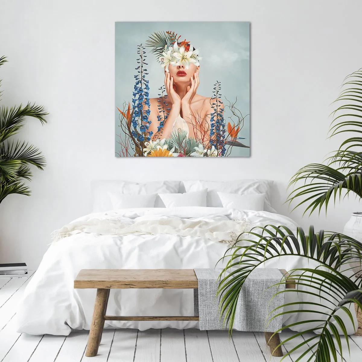 Schilderen op canvas - Vrouw - bloem - 30x30 cm