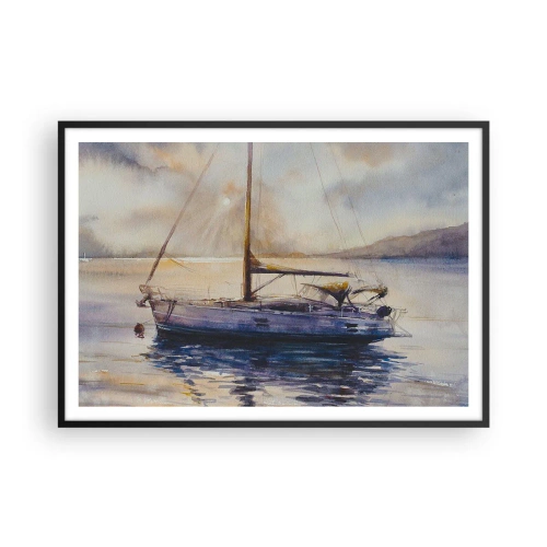 Poster in een zwarte lijst - Avond aan de baai - 100x70 cm