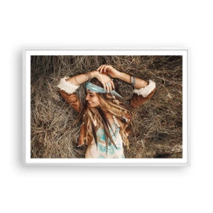 Poster in een witte lijst - Op weg naar de zomer van de liefde - 100x70 cm