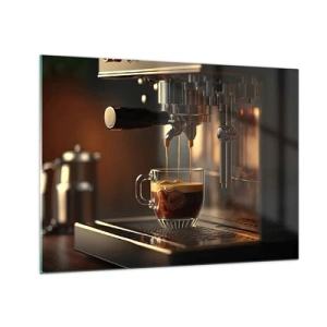 Schilderen op glas - Espressokoffie in een glas met schuim - 70x50cm - Een sensuele mix - Moderne wanddecoratie voor woonkamer en slaapkamer ARTTOR