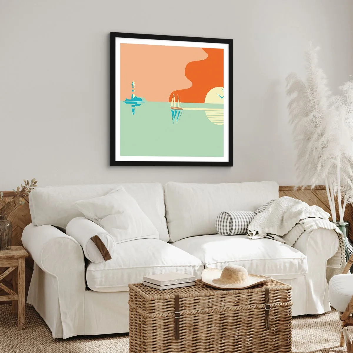 Poster in een zwarte lijst - Het perfecte zeelandschap - 60x60 cm