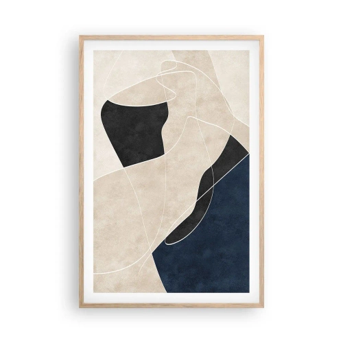 Een poster in een licht eiken lijst - Abstracte compositie – kleurcontrast - 61x91 cm