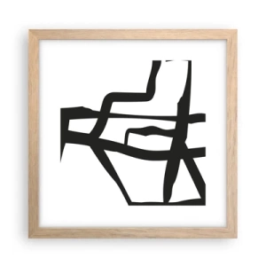 Een poster in een licht eiken lijst - Zwart-wit ontwerp - 30x30 cm