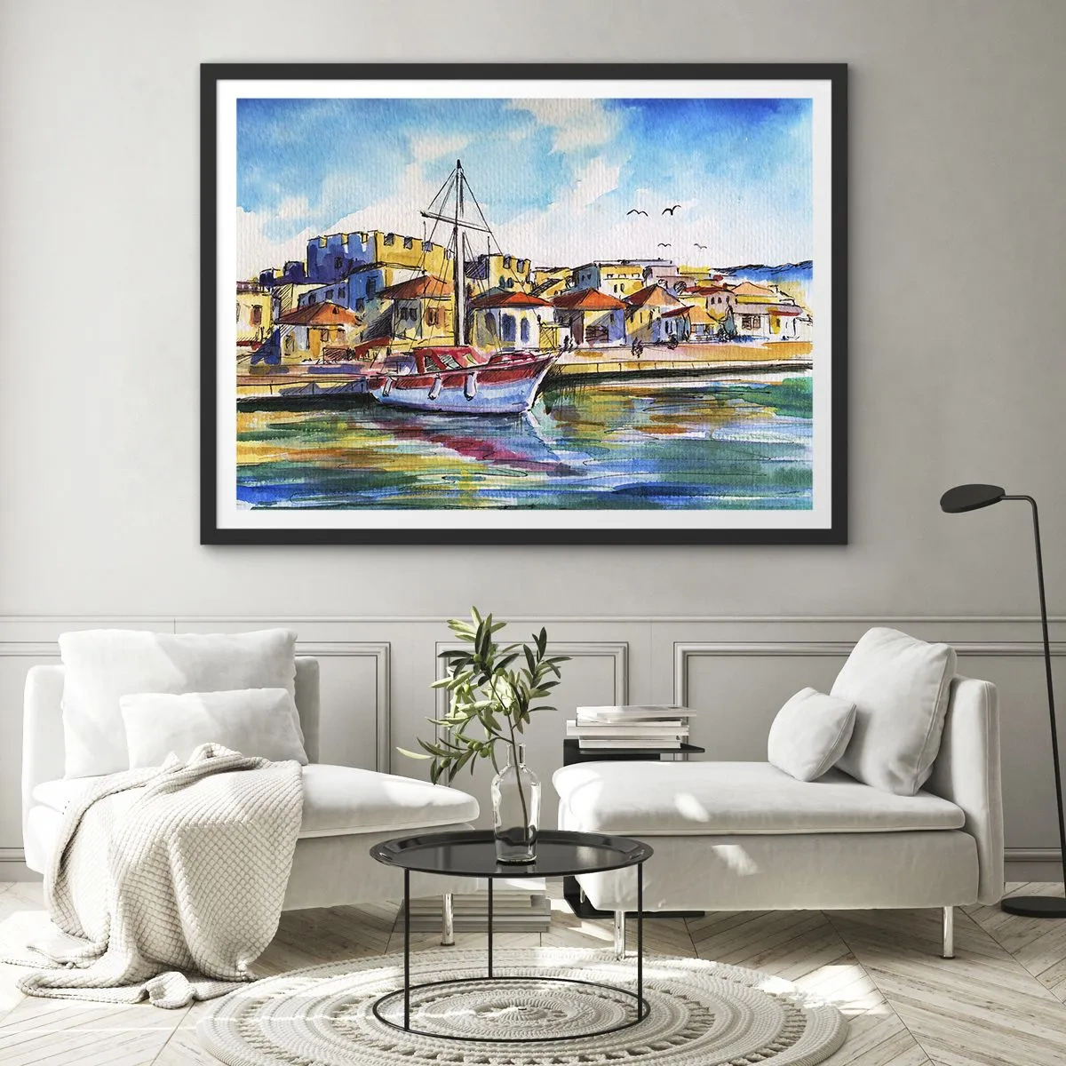 Poster in een zwarte lijst - Regenboogmiddag - 70x50 cm