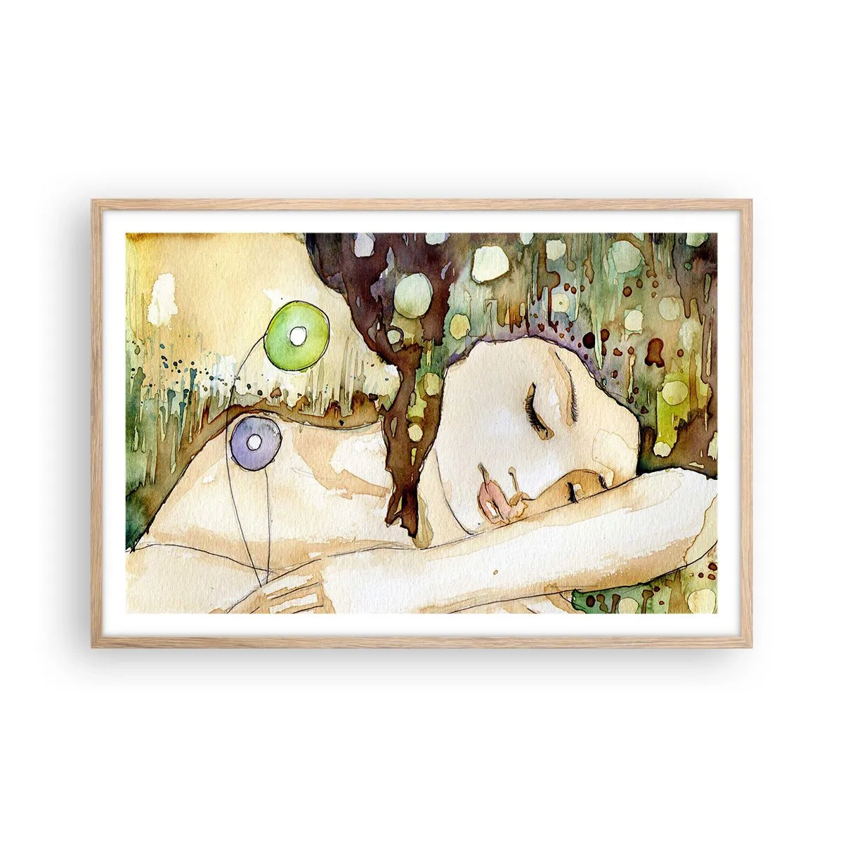 Een poster in een licht eiken lijst - Een smaragd-violette droom - 91x61 cm