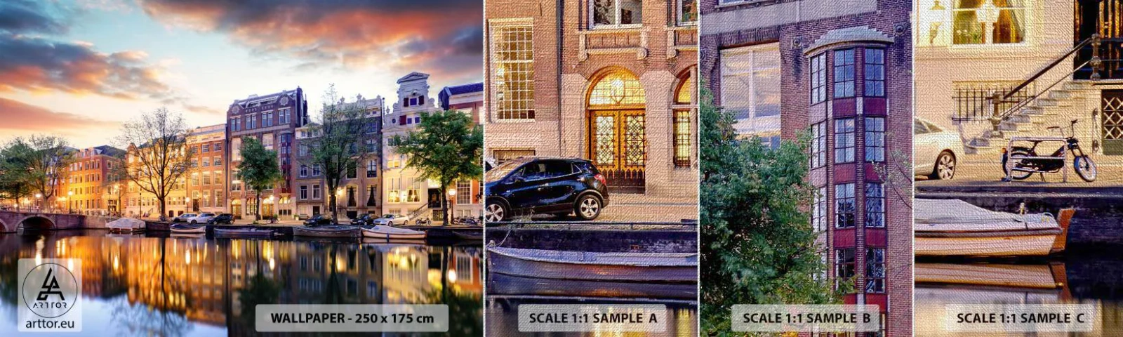 Fotobehang Monster Premium Canvas - Ingetogen en serene Nederlandse schoonheid - Stad, Architectuur, Amsterdam - 100x30 cm