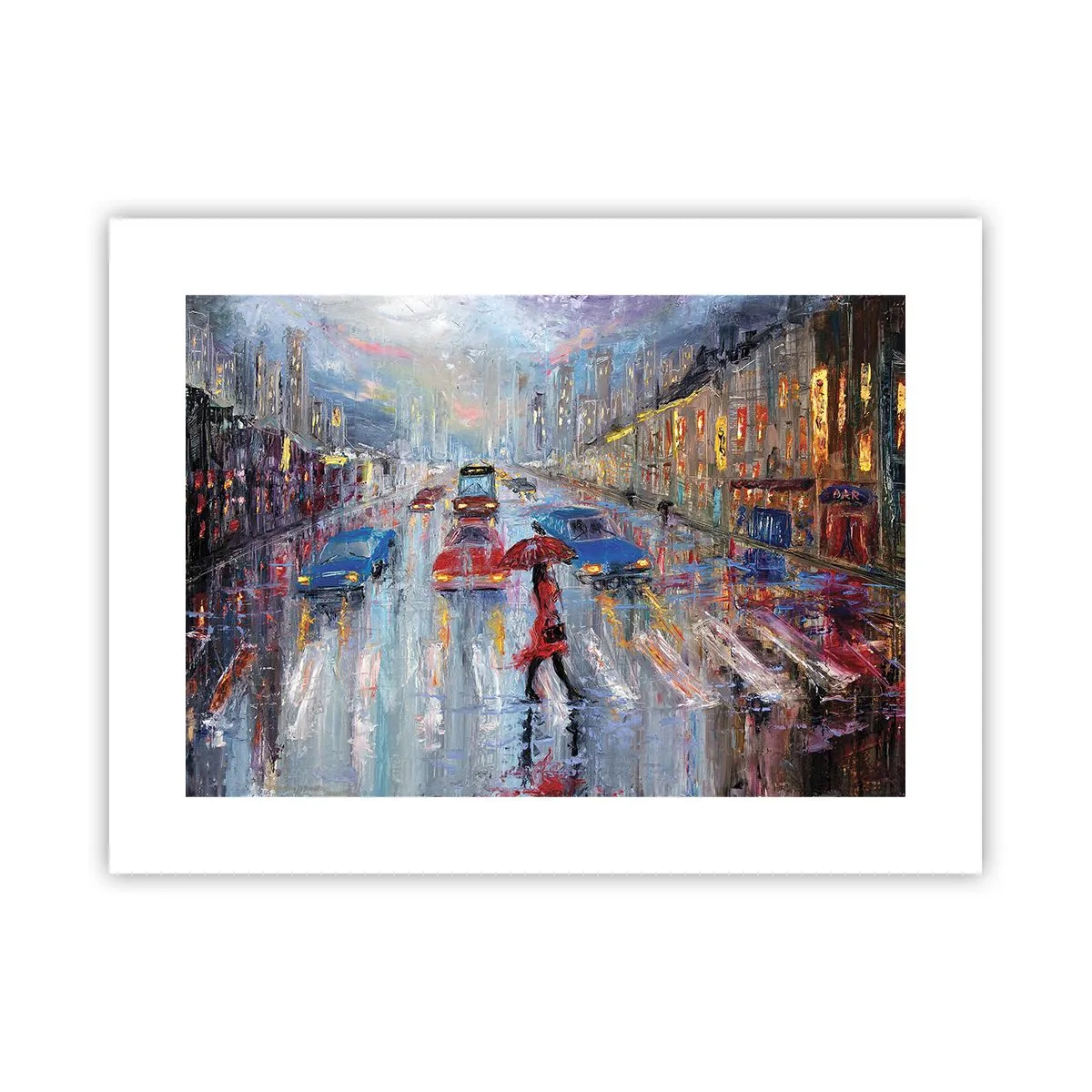 Poster - Regenachtige middag in de stad - 40x30 cm