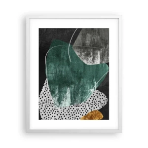 Poster in een witte lijst - Kleurrijke abstractie met bladgoud - 40x50 cm