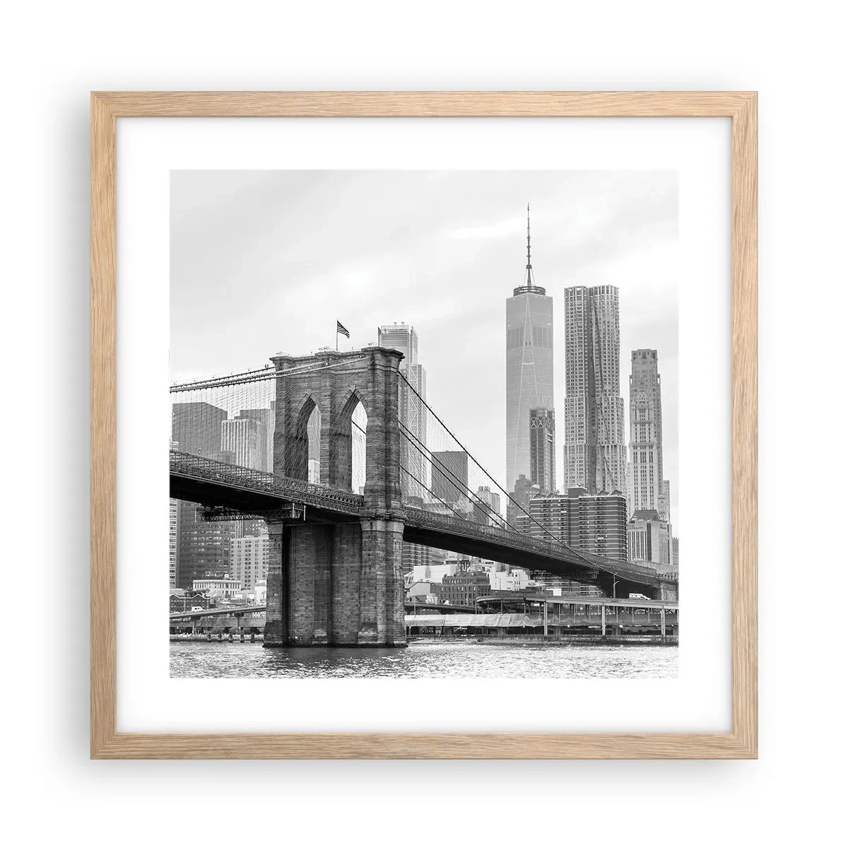 Een poster in een licht eiken lijst - New Yorkse sfeer - 40x40 cm