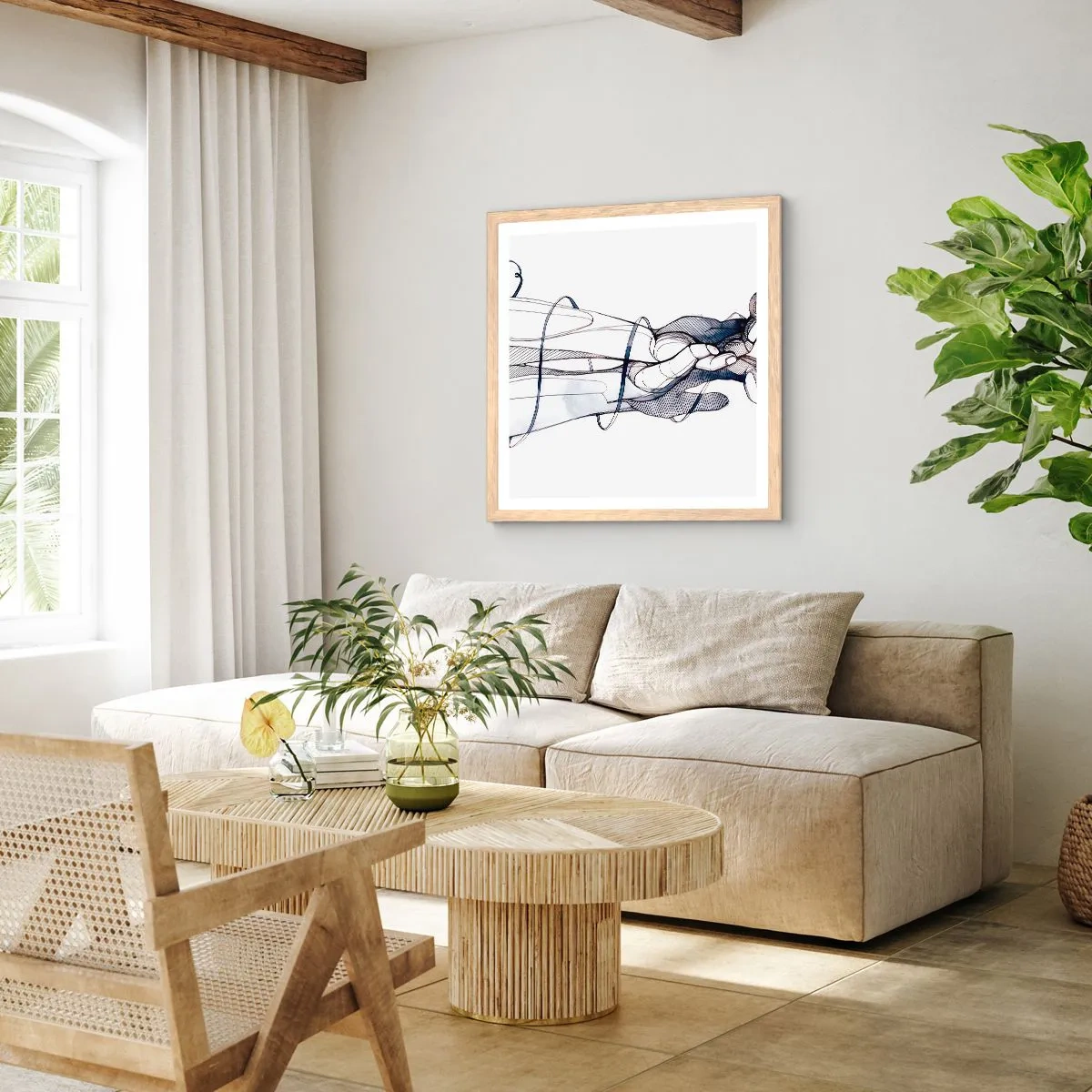 Een poster in een licht eiken lijst - Touch-studie - 50x50 cm