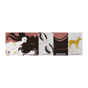 Fotobehang Monster Premium Sand - Droom over een gouden paard - Vrouw, Portret, Minimalisme - 100x30 cm