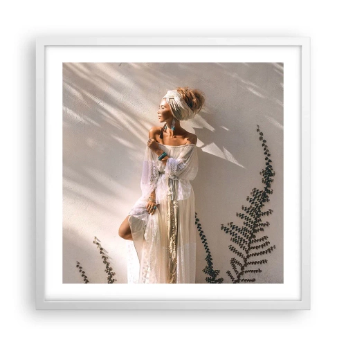Poster in een witte lijst - De zon en het meisje - 50x50 cm