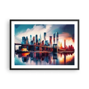 Poster in een zwarte lijst - Een droomachtig New York - 70x50 cm