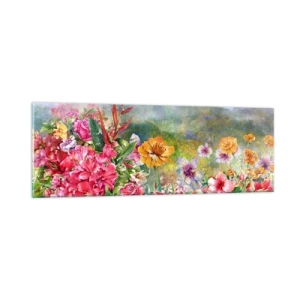 Schilderen op glas - Een tuin die gek is geworden - 90x30 cm