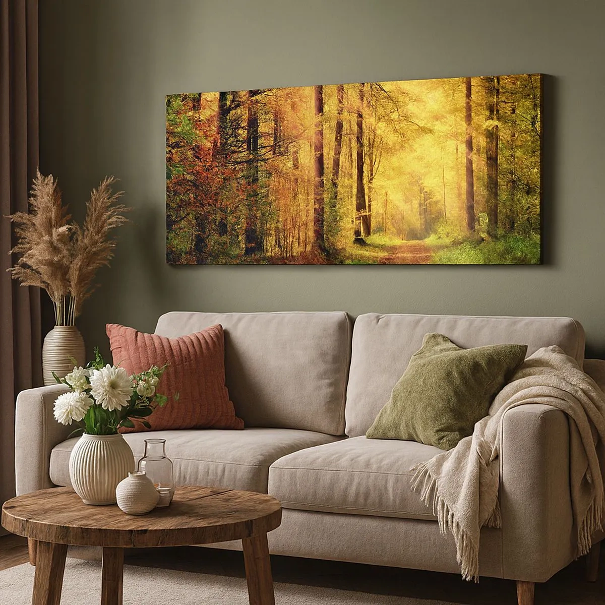 Schilderen op canvas - Bos-gouden stilte - 100x40 cm
