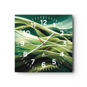 Wandklok - Klok - Abstract groen spel - 40x40 cm