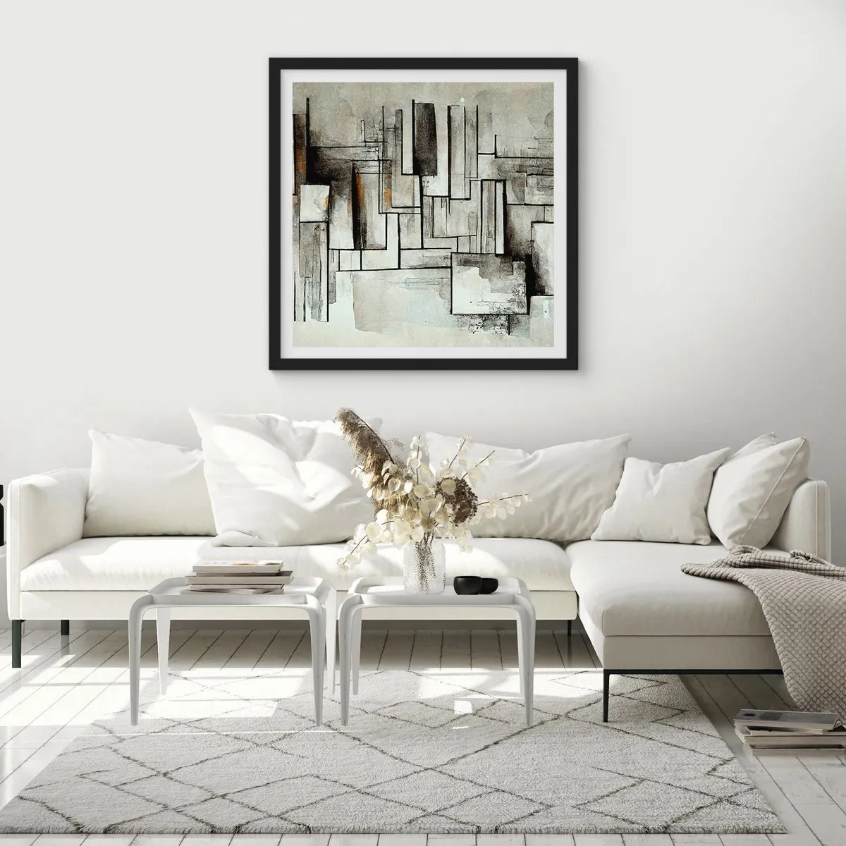 Poster in een zwarte lijst - De kracht van eenvoud - 60x60 cm