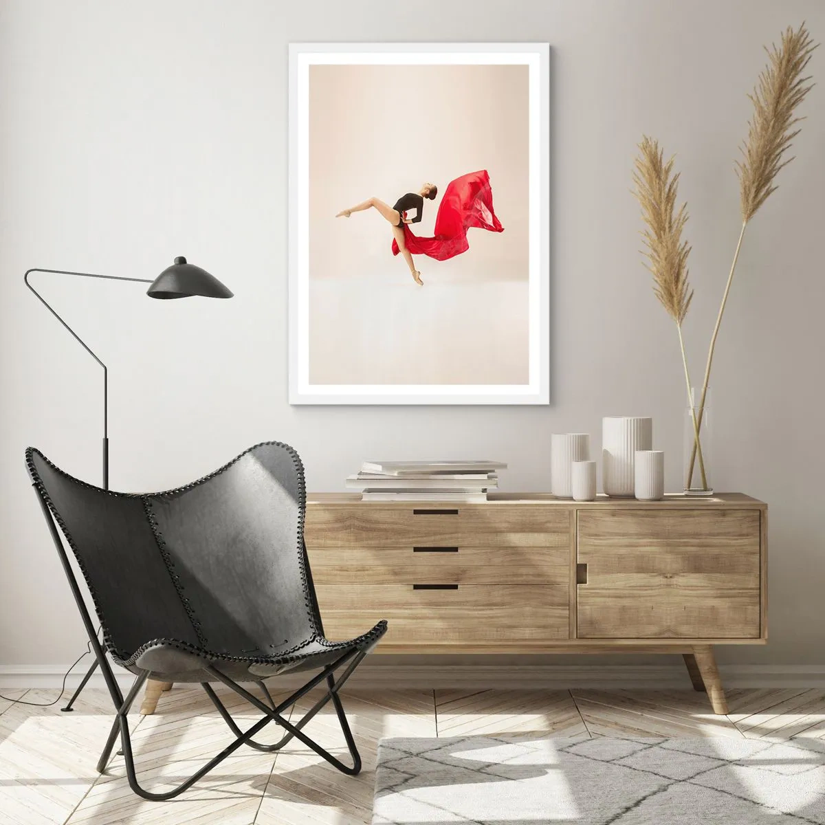 Poster in een witte lijst - rood en zwart - 70x100 cm