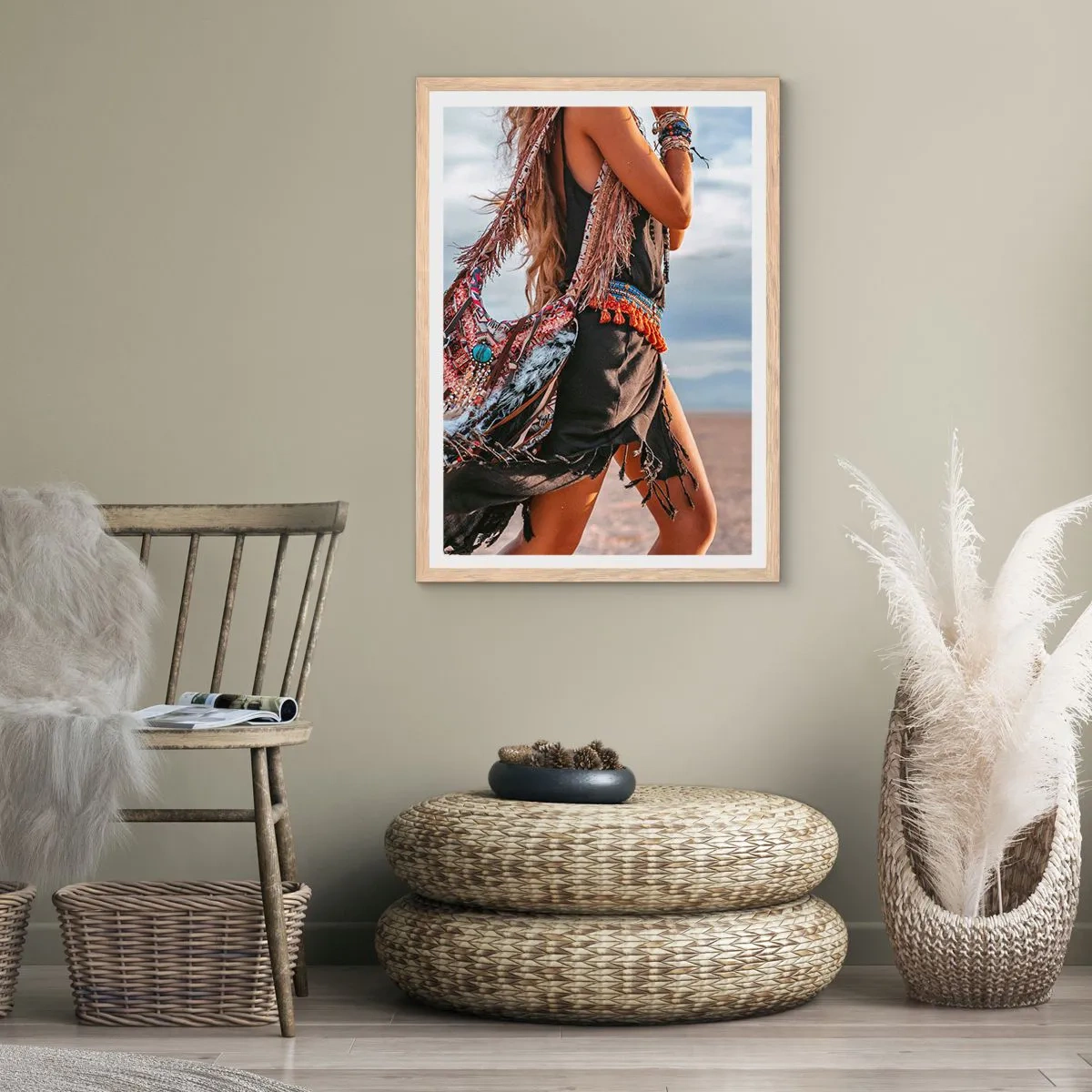 Een poster in een licht eiken lijst - Het meisje van de sjamaan - 70x100 cm