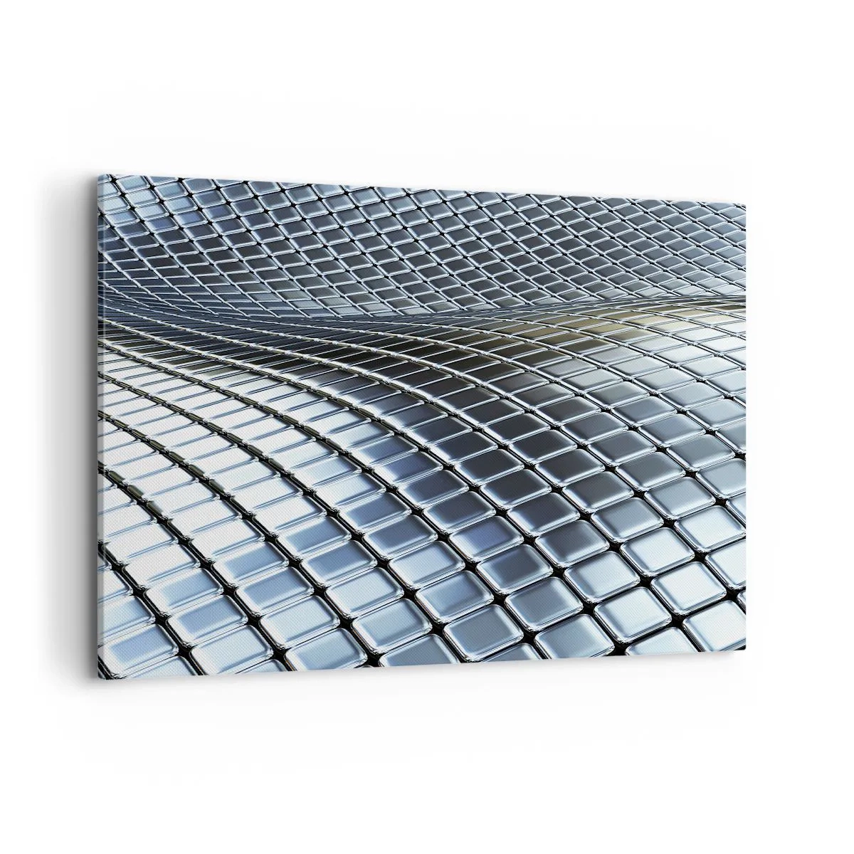 Schilderen op canvas - Metallic zilveren golf - 100x70 cm