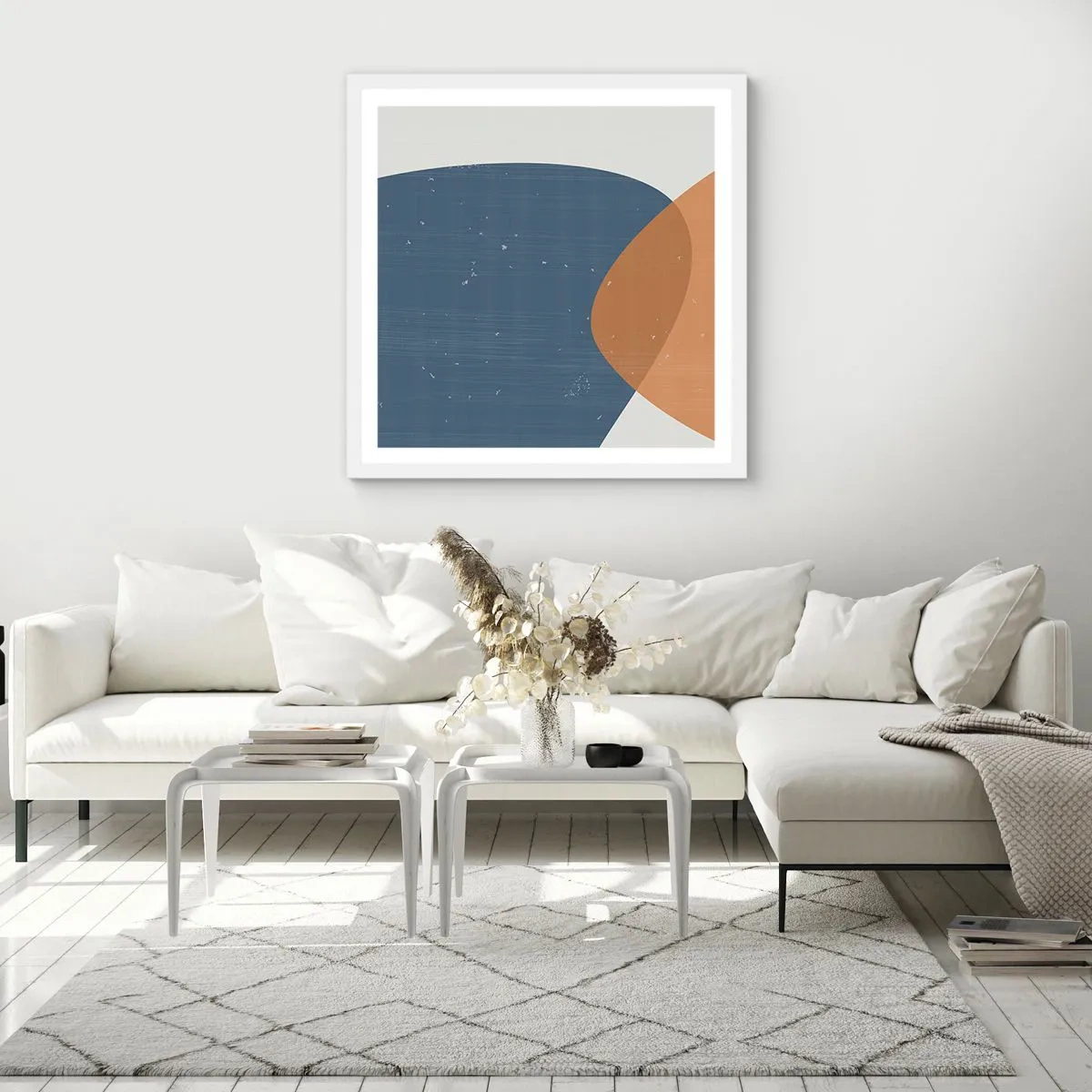 Poster in een witte lijst - Ovalen en invloeden - 60x60 cm