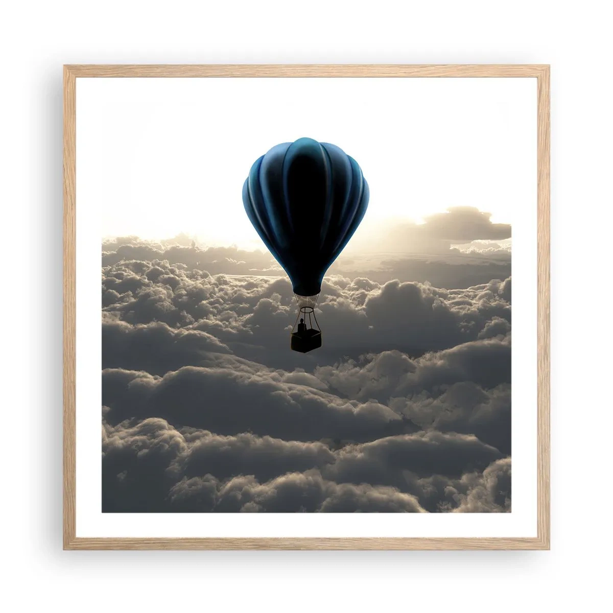 Een poster in een licht eiken lijst - Een zwerver boven de wolken - 60x60 cm