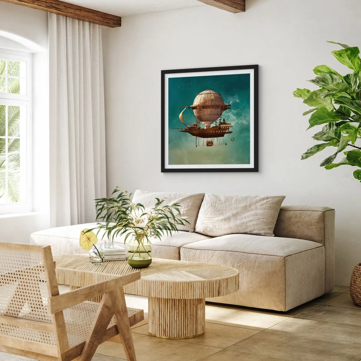 Poster in een zwarte lijst - Jules Verne groet - 30x30 cm