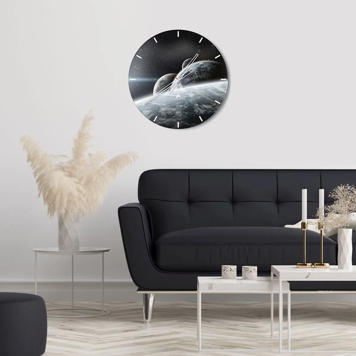Wandklok - Klok - Uitzicht op planeten in de ruimte vanuit het perspectief van de aarde - 30x30cm - Kosmische muziek van de sferen - Moderne wanddecoratie voor woonkamer, keuken en slaapkamer ARTTOR