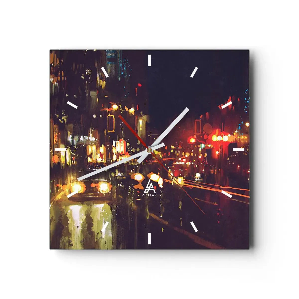 Wandklok - Klok - Ondergedompeld in de lichten van de nacht - 40x40 cm