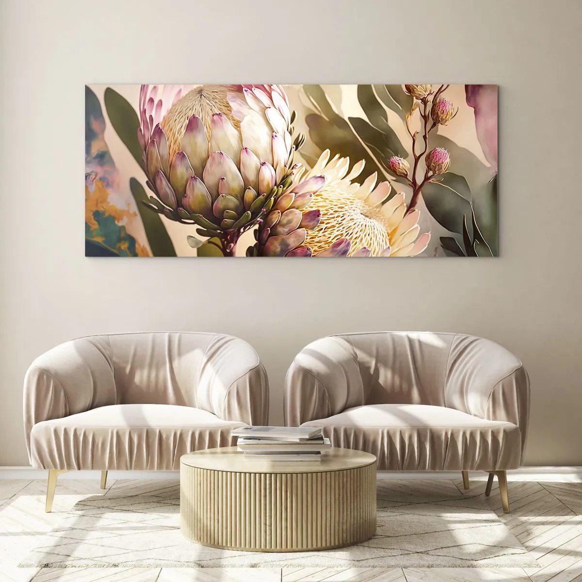 Schilderen op glas - Teeder omarmd - 100x40 cm