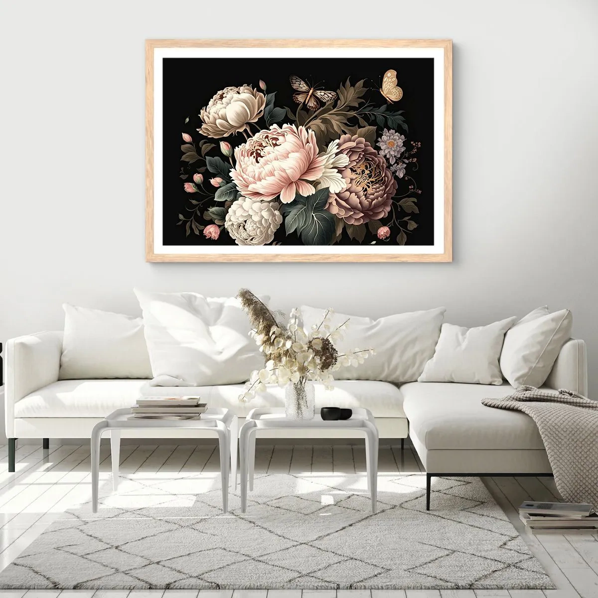 Een poster in een licht eiken lijst - In barokstijl - 70x50 cm