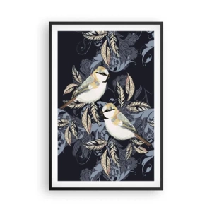 Poster in een zwarte lijst - Geel-blauwe triller - 61x91 cm