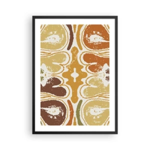 Poster in een zwarte lijst - Symmetrische abstractie in warme aardse tinten - 50x70cm - Sentimentele abstractie - Moderne wanddecoratie voor woonkamer en slaapkamer ARTTOR