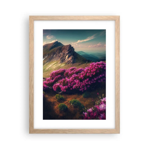 Een poster in een licht eiken lijst - Zomer in de bergen - 30x40 cm