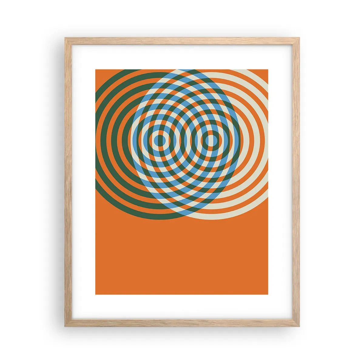 Een poster in een licht eiken lijst - Abstracte circulaire variatie - 40x50 cm