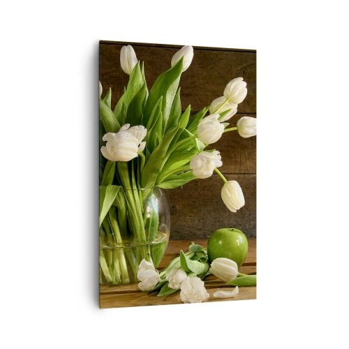 Schilderen op canvas - Sappig en fris in groen en wit - 80x120 cm