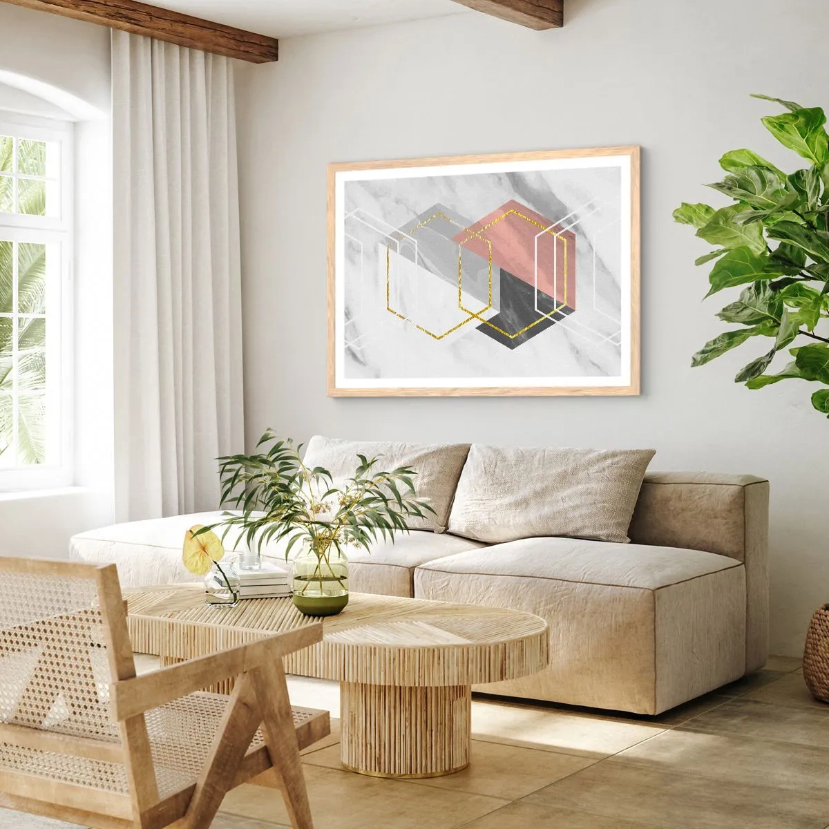 Een poster in een licht eiken lijst - Keten samenstelling - 100x70 cm