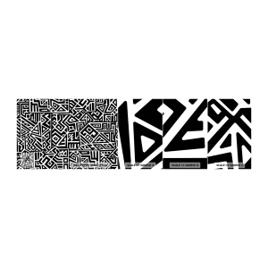 Fotobehang Monster Zelfklevend Deluxe Sticker - Pre-Columbiaanse compositie - Abstractie, Deel, Zwart en wit - 100x30 cm