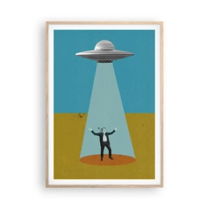 Een poster in een licht eiken lijst - Een nauwe ontmoeting - 70x100 cm