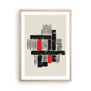 Een poster in een licht eiken lijst - Rood en zwart - 50x70 cm