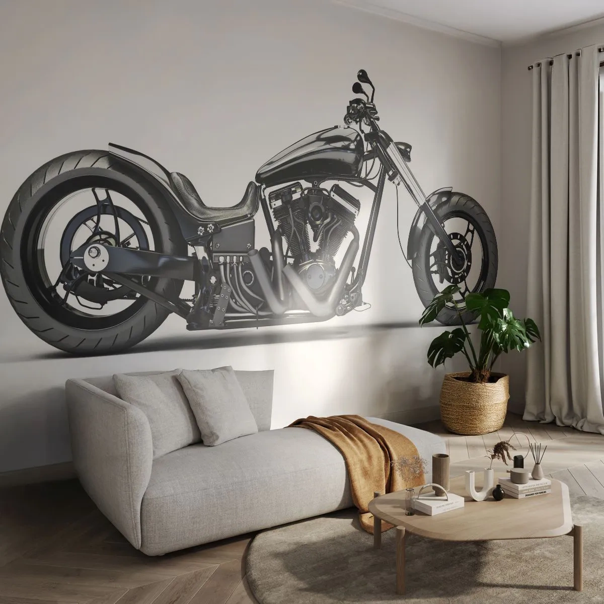 Zelfklevend Fotobehang Deluxe Sticker - Voor wie van vrijheid houdt - Automobiel, Motor, Bijl - 250x175 cm