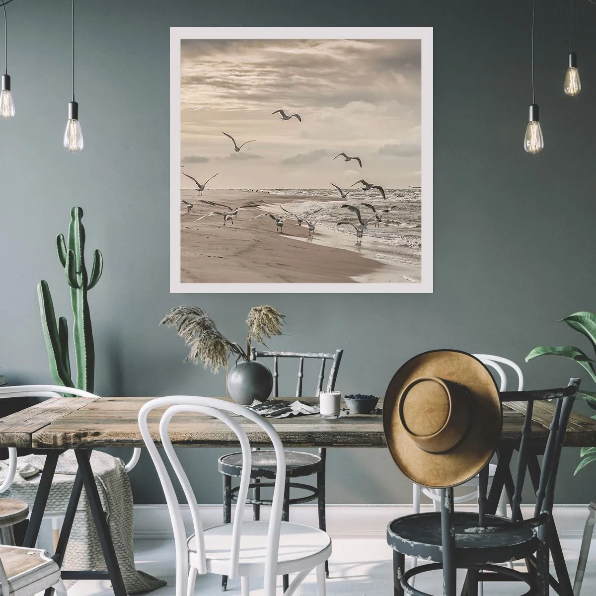 Poster - Het geluid van de zee, het zingen van vogels - 40x40 cm