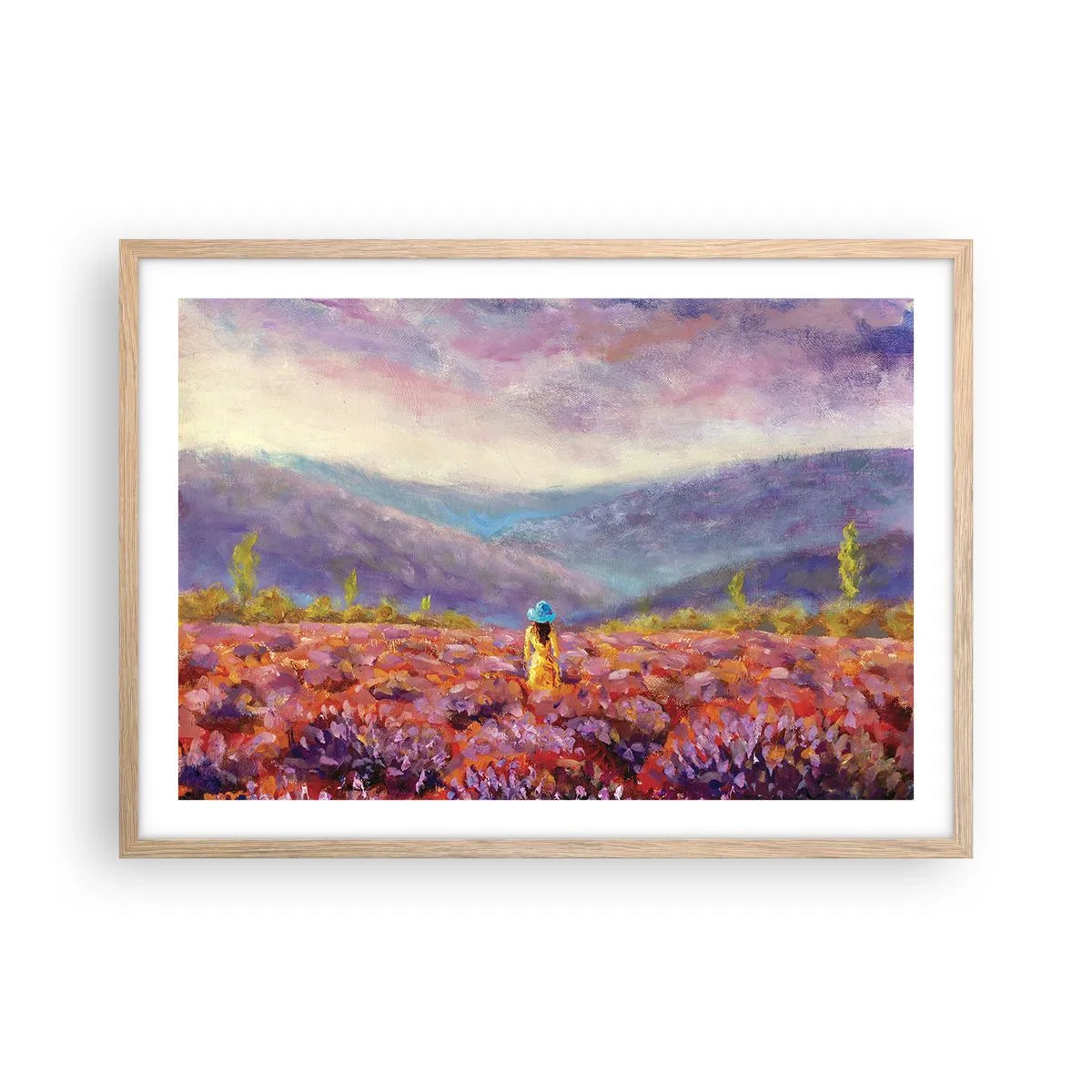 Een poster in een licht eiken lijst - In een lavendelwereld - 70x50 cm