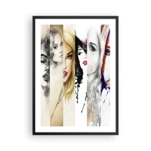 Poster in een zwarte lijst - Portretten van vrouwen in verschillende artistieke stijlen - 50x70cm - En jij bent het altijd - Moderne wanddecoratie voor woonkamer en slaapkamer ARTTOR