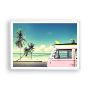 Poster in een witte lijst - Tijd om aan je vakantie te beginnen. - 100x70 cm