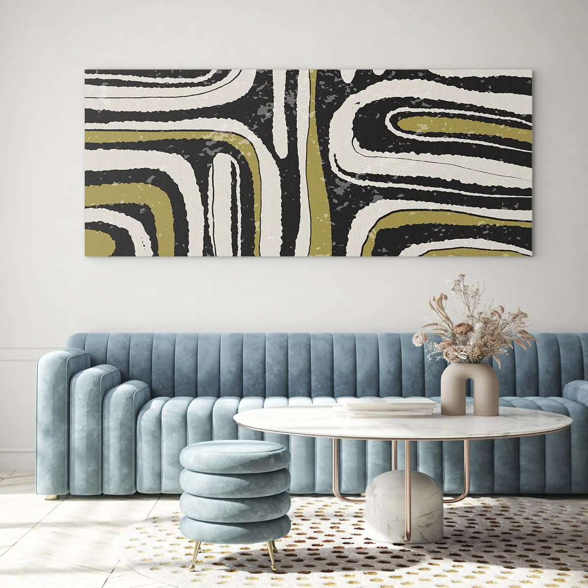 Schilderen op glas - Compositie: wegen en steegjes - 100x40 cm