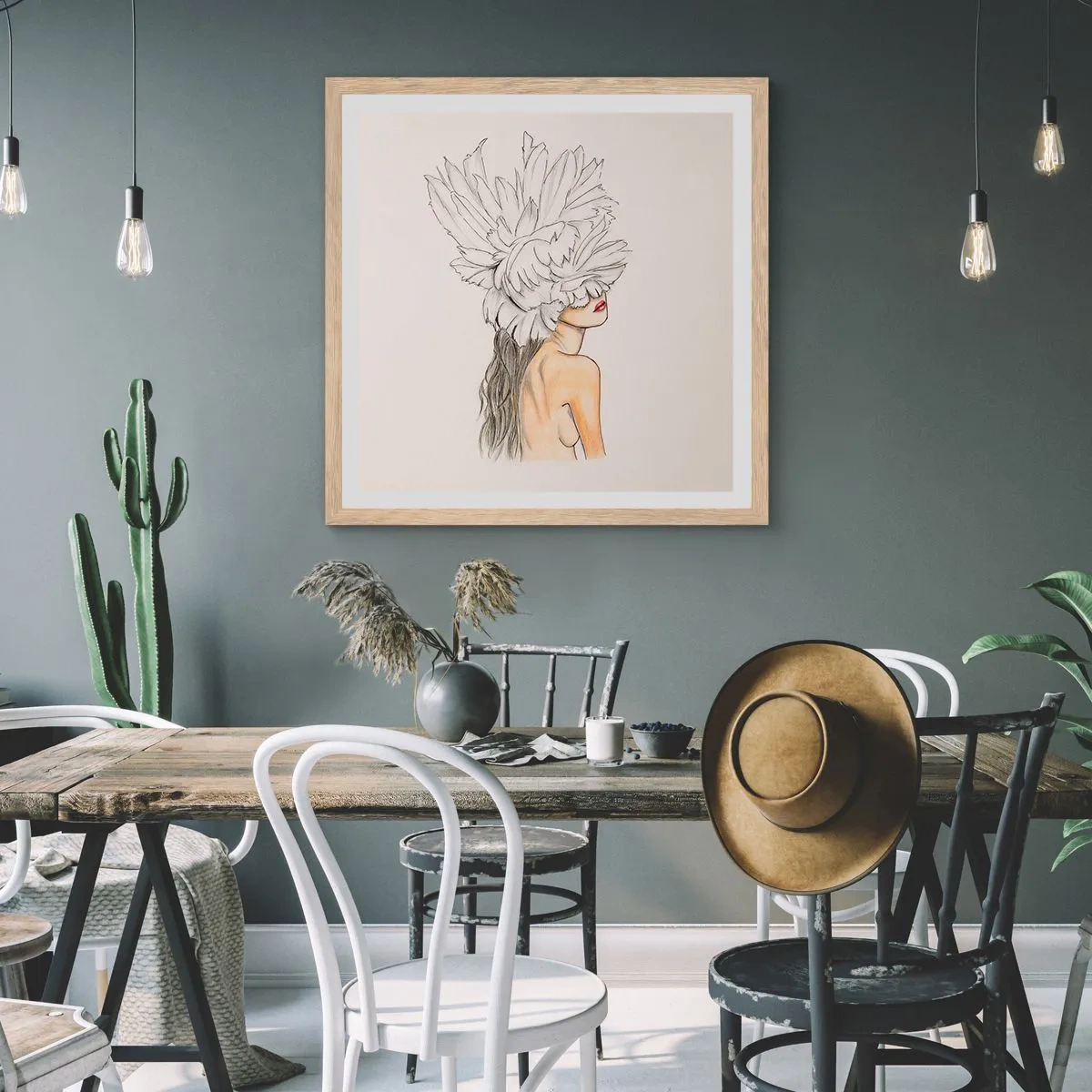 Een poster in een licht eiken lijst - gekroonde schoonheid - 30x30 cm